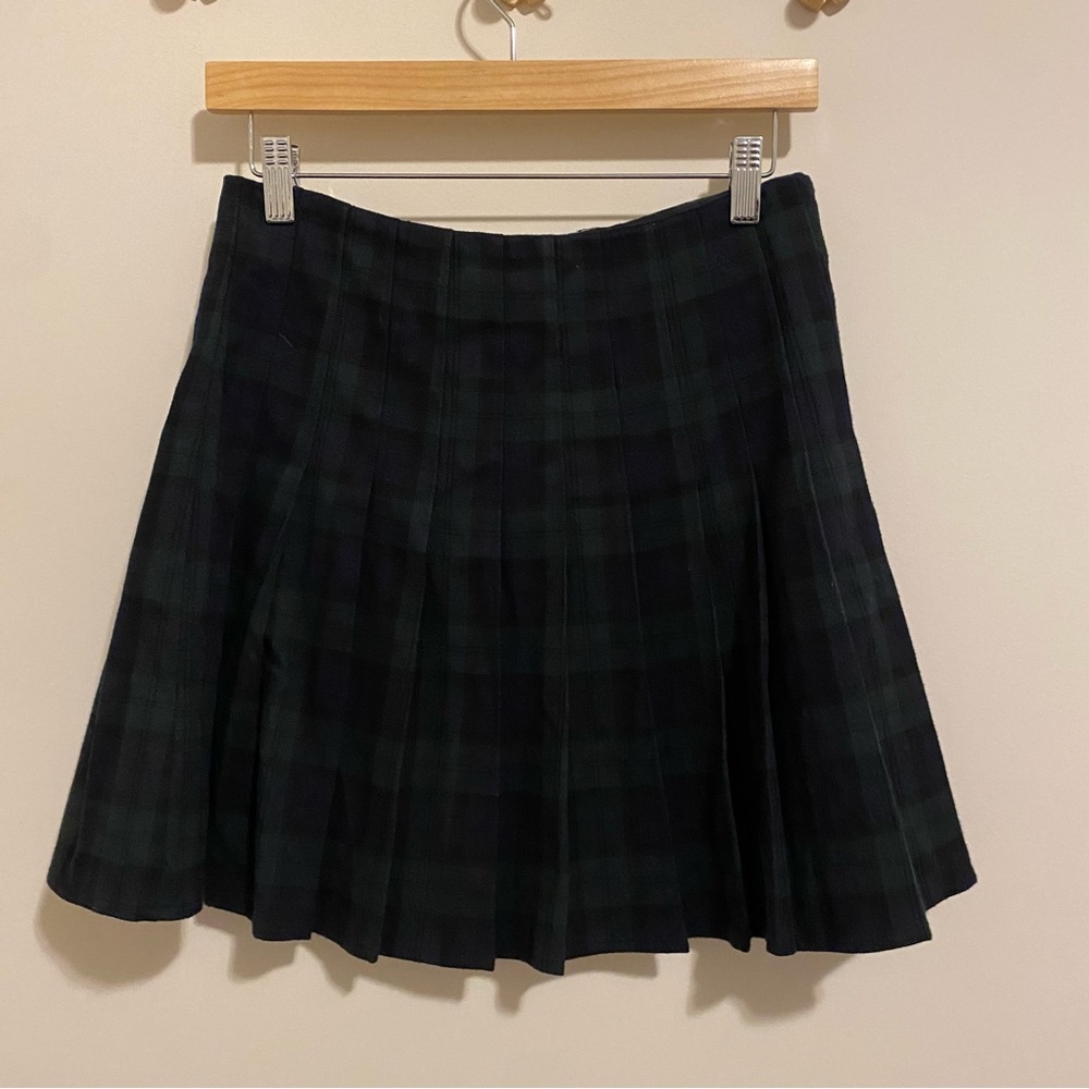 Brandy Melville Green and Black Pleated Mini Skirt